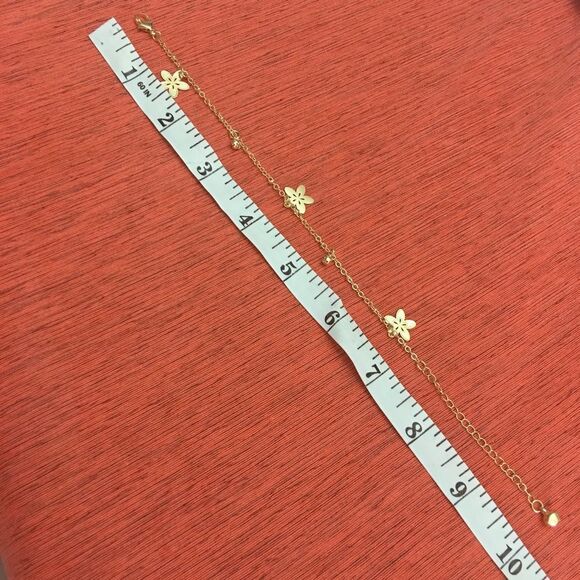 Dainty Gold & Crystal Flower Anklet/Bracelet - Picture 4 of 4